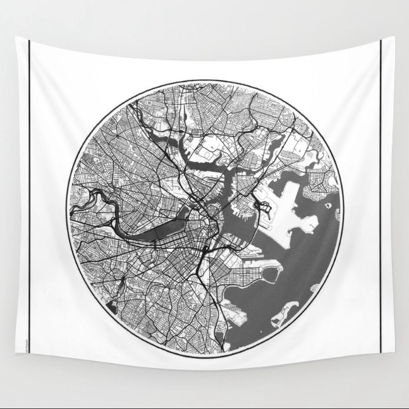 Society6 Tapestry Boston Map - Picture 1 of 4